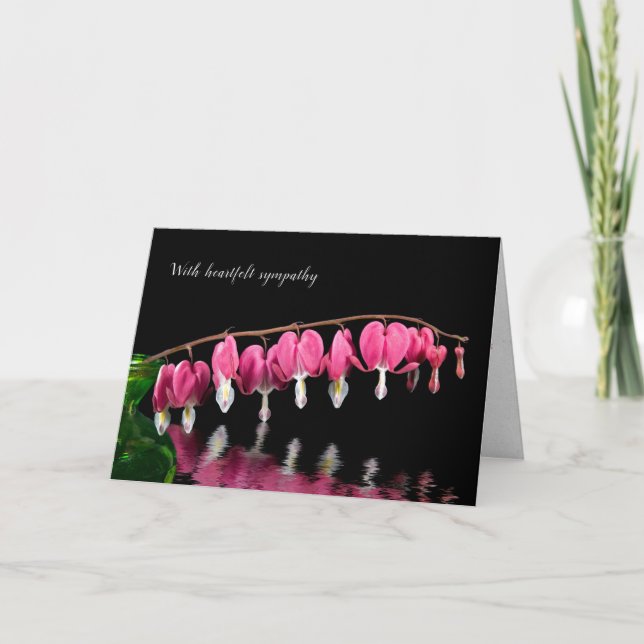 Bleeding Heart blossoms on black water Card (Front)