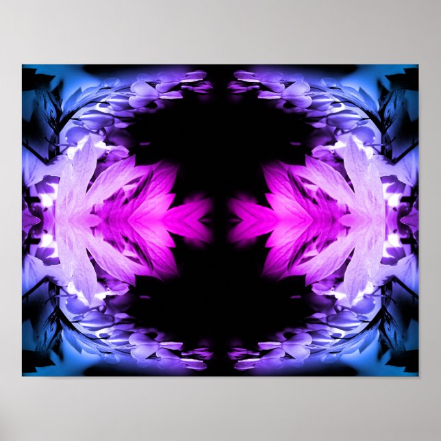 Bleeding Heart Floral Black White Tinted Abstract Poster (Front)