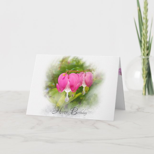 Bleeding heart flower birthday card (Front)
