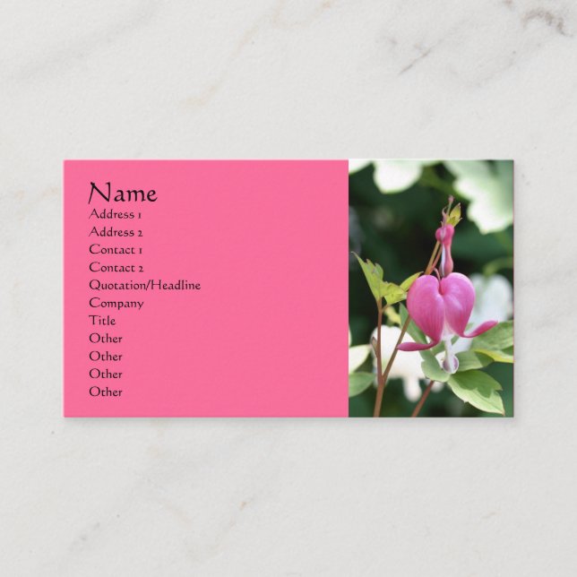Bleeding Heart Flower Photography Business Card (Front)