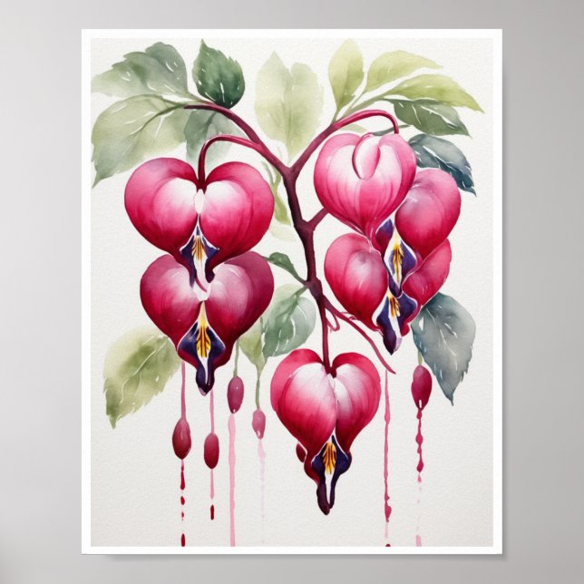 Bleeding Heart Flowers Handmade Water Colour Poste Poster (Front)
