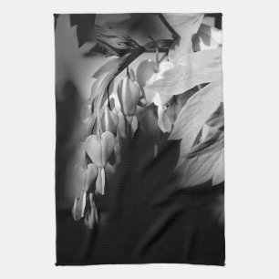 Bleeding Heart Flowers In Black And White Tea Towel