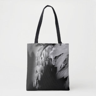 Bleeding Heart Flowers In Black And White Tote Bag