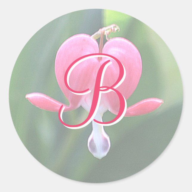 Bleeding Heart Flowers Monogram B Stickers (Front)