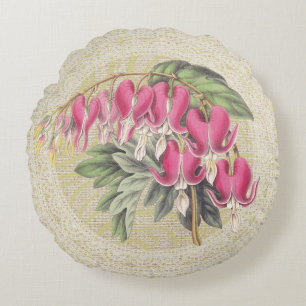 Bleeding heart & lace floral vintage pillow
