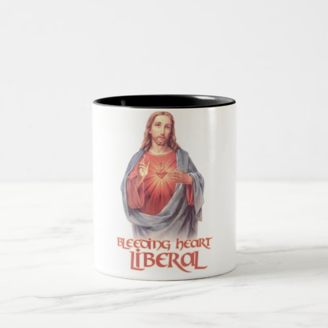 Bleeding Heart Liberal Jesus Two-Tone Coffee Mug (Center)