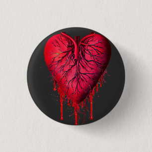 Bleeding Heart Love Heart break surreal Art  3 Cm Round Badge