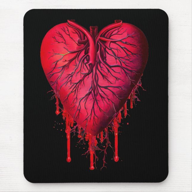 Bleeding Heart Love Heart break surreal Art   Mouse Mat (Front)