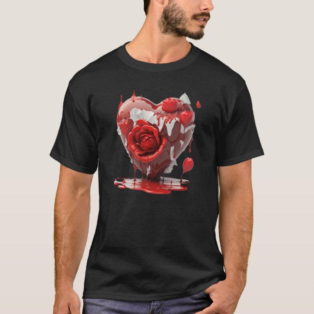 Bleeding Heart Roses Valentines Day Boyfriend Girl T-Shirt (Front)