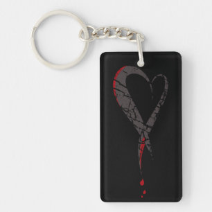 Bleeding heart. Wounded sad heart. Darkness. Key Ring