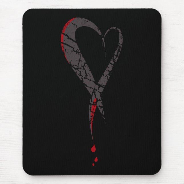 Bleeding heart. Wounded sad heart. Darkness. Mouse Mat (Front)