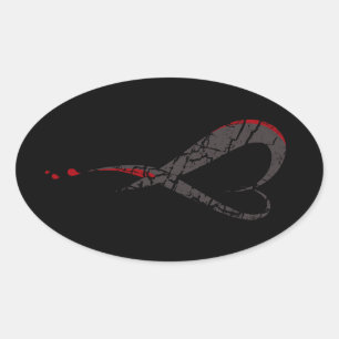 Bleeding heart. Wounded sad heart. Darkness. Oval Sticker