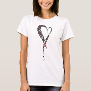 Bleeding heart. Wounded sad heart. Darkness. T-Shirt