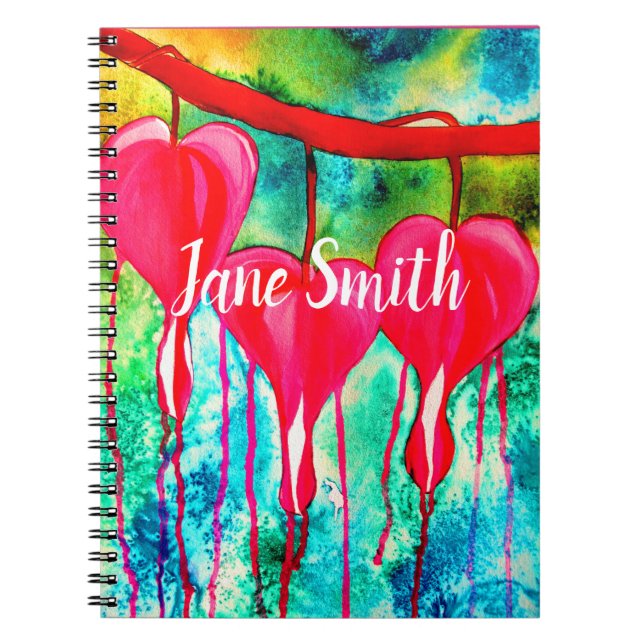 Bleeding Hearts flowers art Notebook (Front)