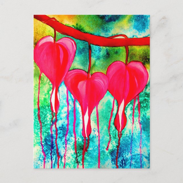 Bleeding Hearts flowers art Postcard (Front)