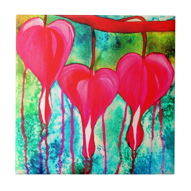 Bleeding Hearts flowers art Tile (Front)