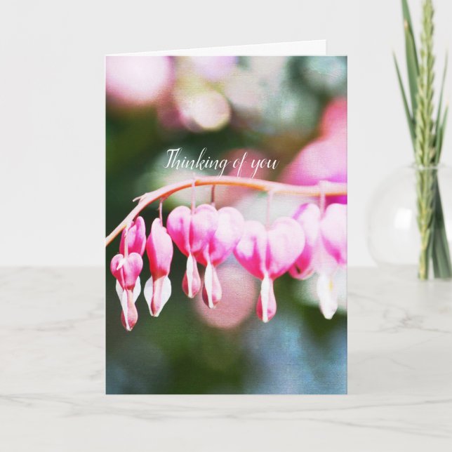 Bleeding Hearts Flowers pink floral photography Card (Front)