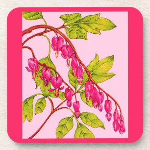 bleeding hearts flowers print coaster