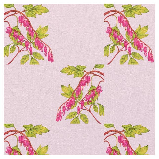 bleeding hearts flowers print fabric (Close Up)
