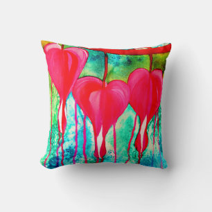 Bleeding Hearts Watercolor abstract Cushion