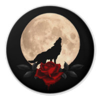 Bleeding Red Rose Fullmoon And Wolf