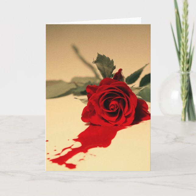 Bleeding Red Rose Greeting Card (Front)