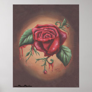 Bleeding Rose Poster Rose Art Flower Poster