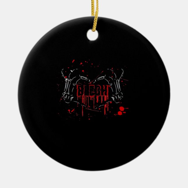 Blegh Breakdown, Skeleton Heart Hands, Emo Band, S Ceramic Tree Decoration (Front)