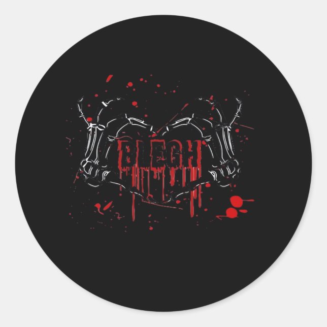Blegh Breakdown, Skeleton Heart Hands, Emo Band, S Classic Round Sticker (Front)