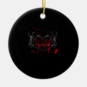 Blegh Breakdown Skeleton Heart Hands Emo Screamo Ceramic Tree Decoration
