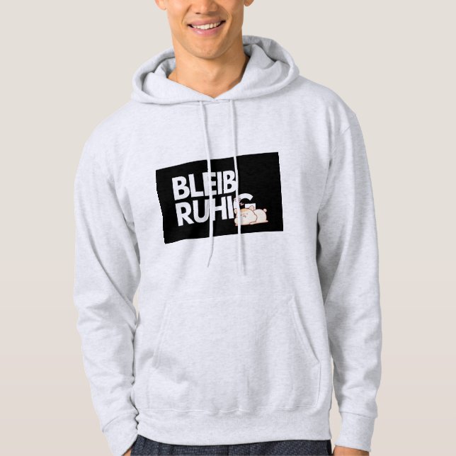 Bleib Ruhig Cute Sleeping Cat german Quote Hoodie (Front)