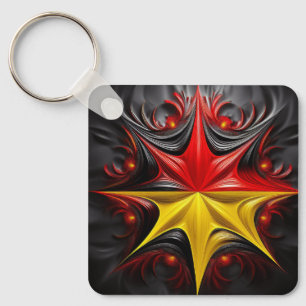 Blend of Mandelbrot Fractal With The German Flag Key Ring