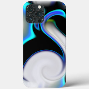 Blend of smooth with blue neon curves over shadow iPhone 13 pro max case
