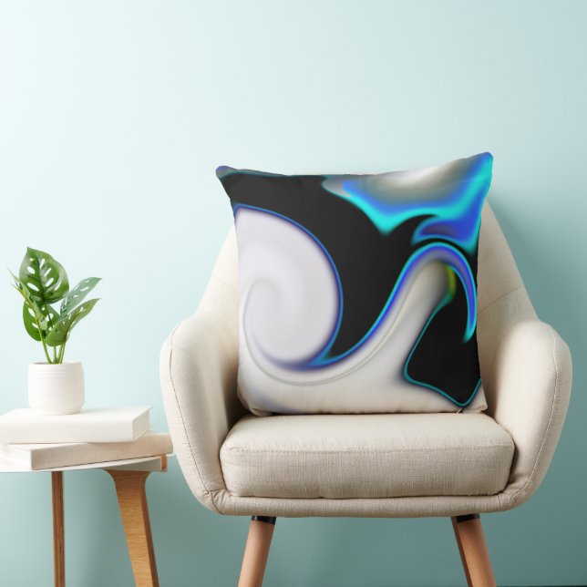 Blend of smooth with blue neon curves over shadow  cushion (Chair)
