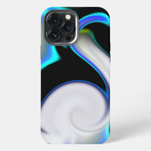 Blend of smooth with blue neon curves over shadow iPhone 13 pro max case