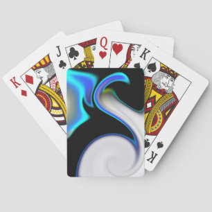 Blend of smooth with blue neon curves over shadow  playing cards