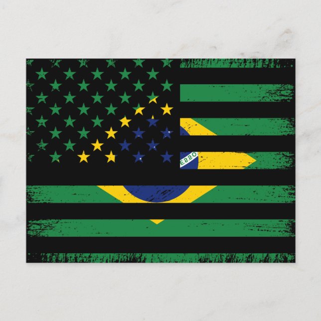 Blend Of The American And Brazilian Flags, Brazil Postcard (Front)