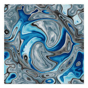 Blended Blue Grey Pattern Poster