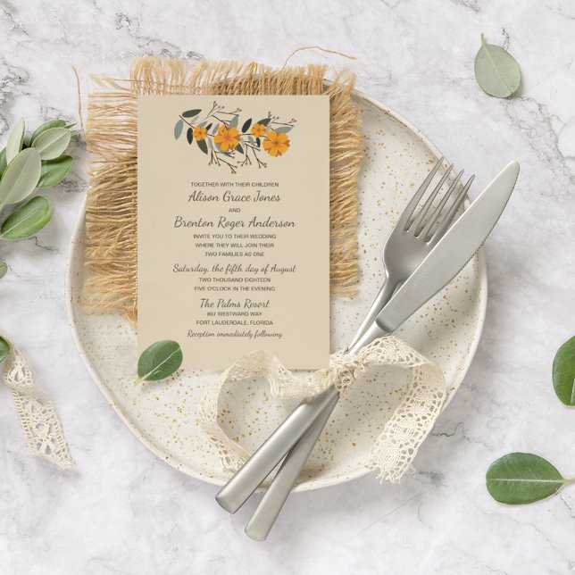 Blended Families Beige Floral Wedding Invitation (Creator Uploaded)