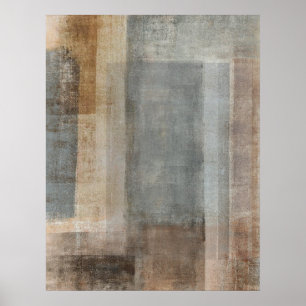 'Blended' Grey and Beige Abstract Art Poster