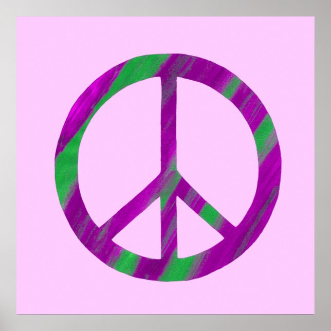 Blended Purple and Green Peace Sign Posters (Front)