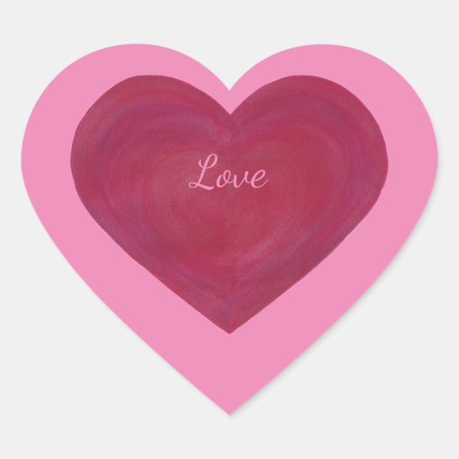 Blended Red and Pink Frosty Look Heart Stickers (Front)