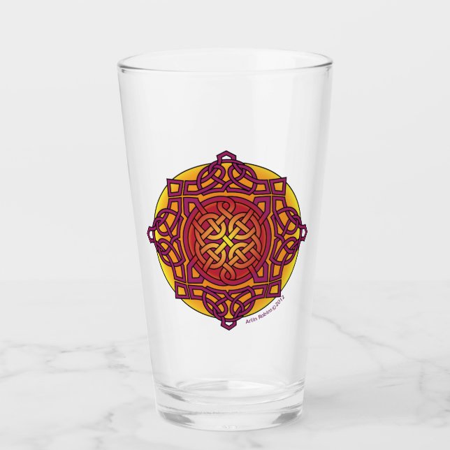 Blended Red Celtic Knot Glass (Front)