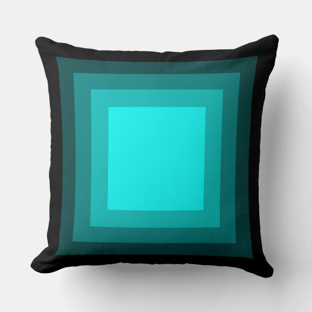 Blended Squares - Black to Cyan Cushion (Front)