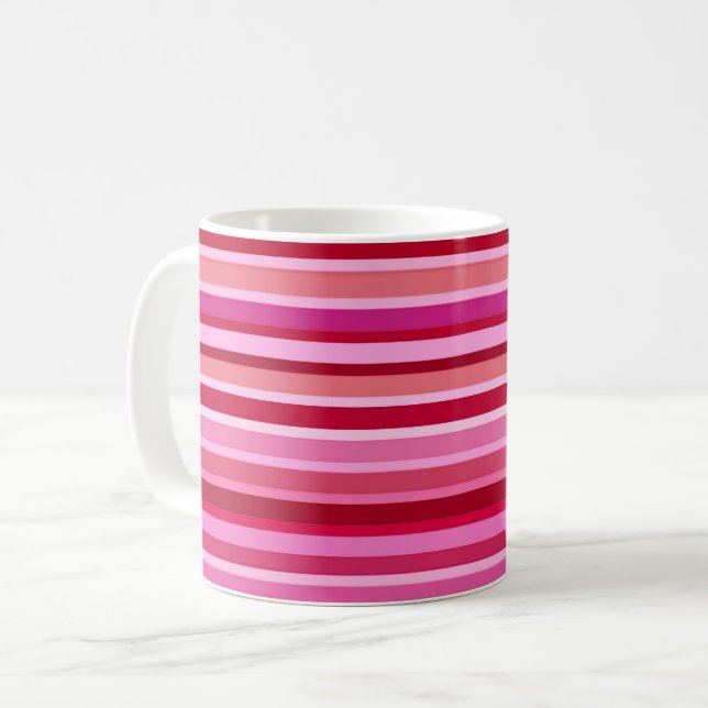 Blended Stripes, Fuchsia, Maroon and Pink Coffee Mug (Front Left)