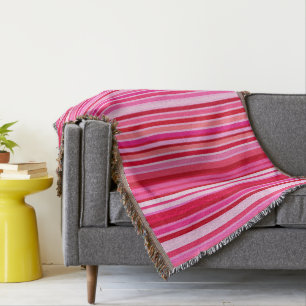 Blended Stripes, Fuchsia, Maroon and Pink  Throw Blanket
