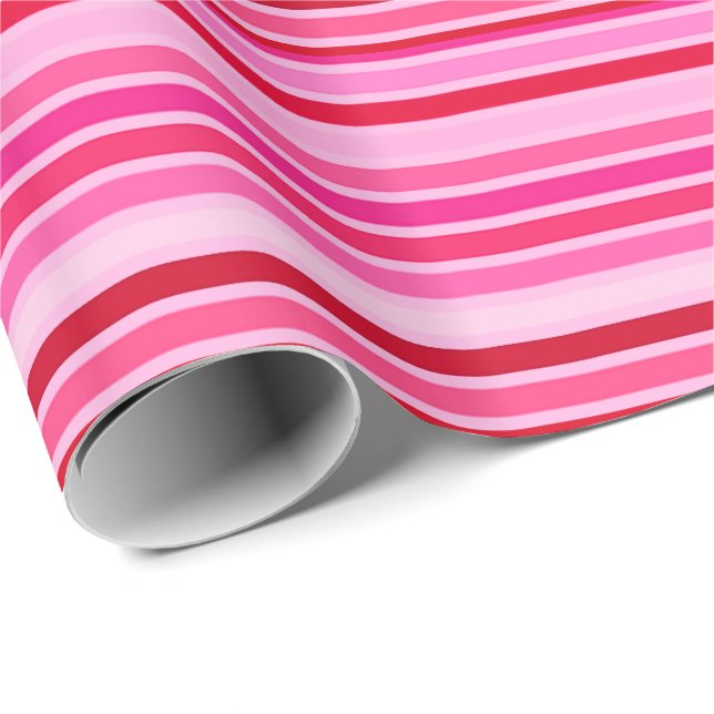 Blended Stripes, Fuchsia, Maroon and Pink  Wrapping Paper (Roll Corner)