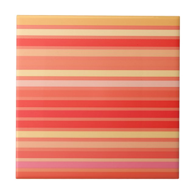 Blended Stripes, Shades of Coral Orange Tile (Front)