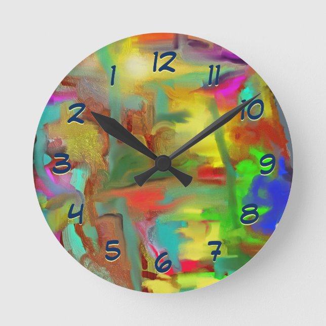 Blending Colors Vivid Abstract Backwards Clock (Front)