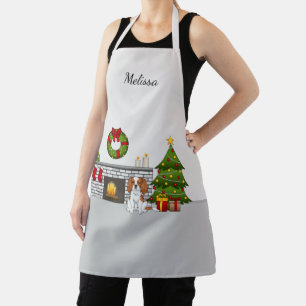 Blenheim Cavalier Dog In A Christmas Room & Name Apron